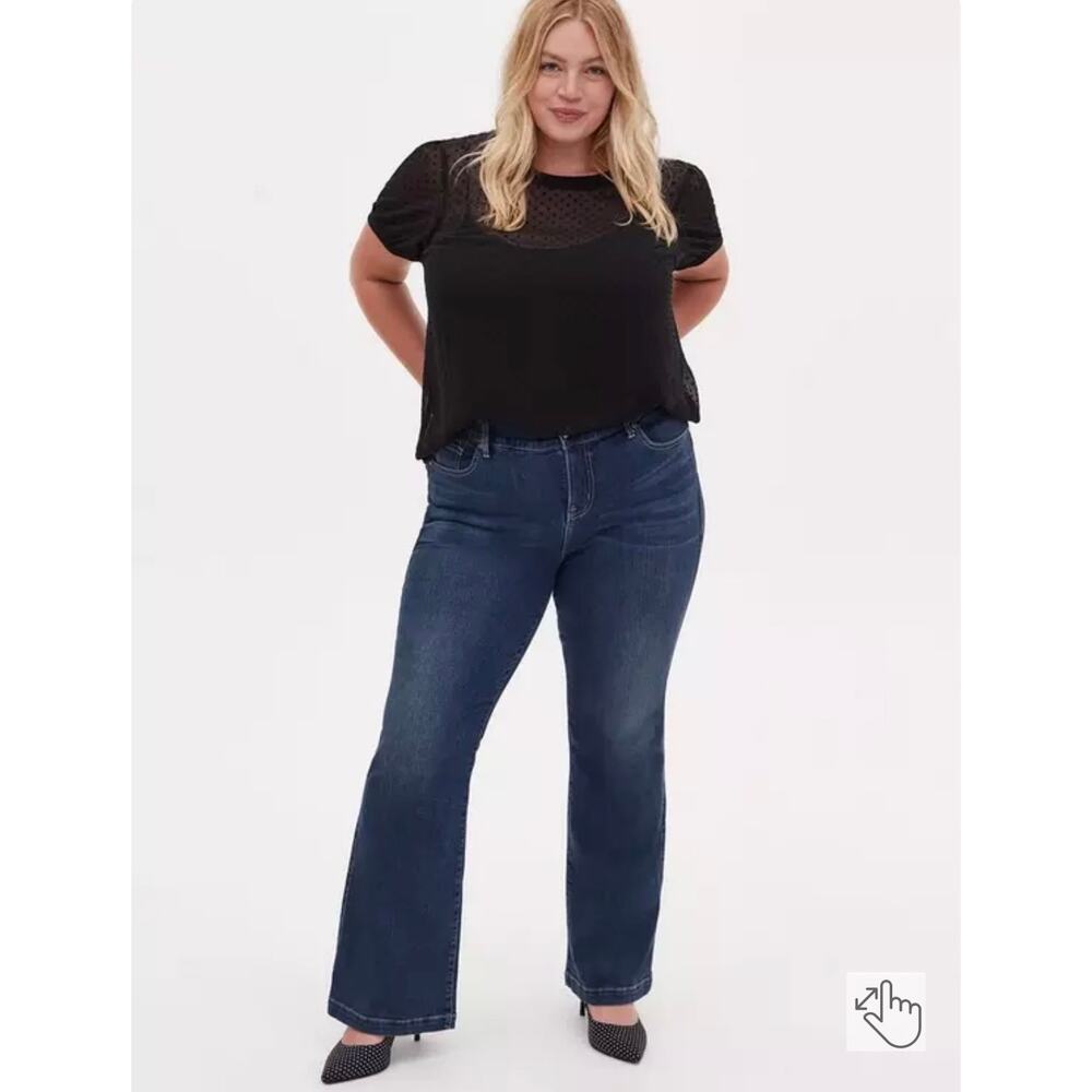 Torrid bombshell flare high rise jeans trouser stretch boho casual size 18 R